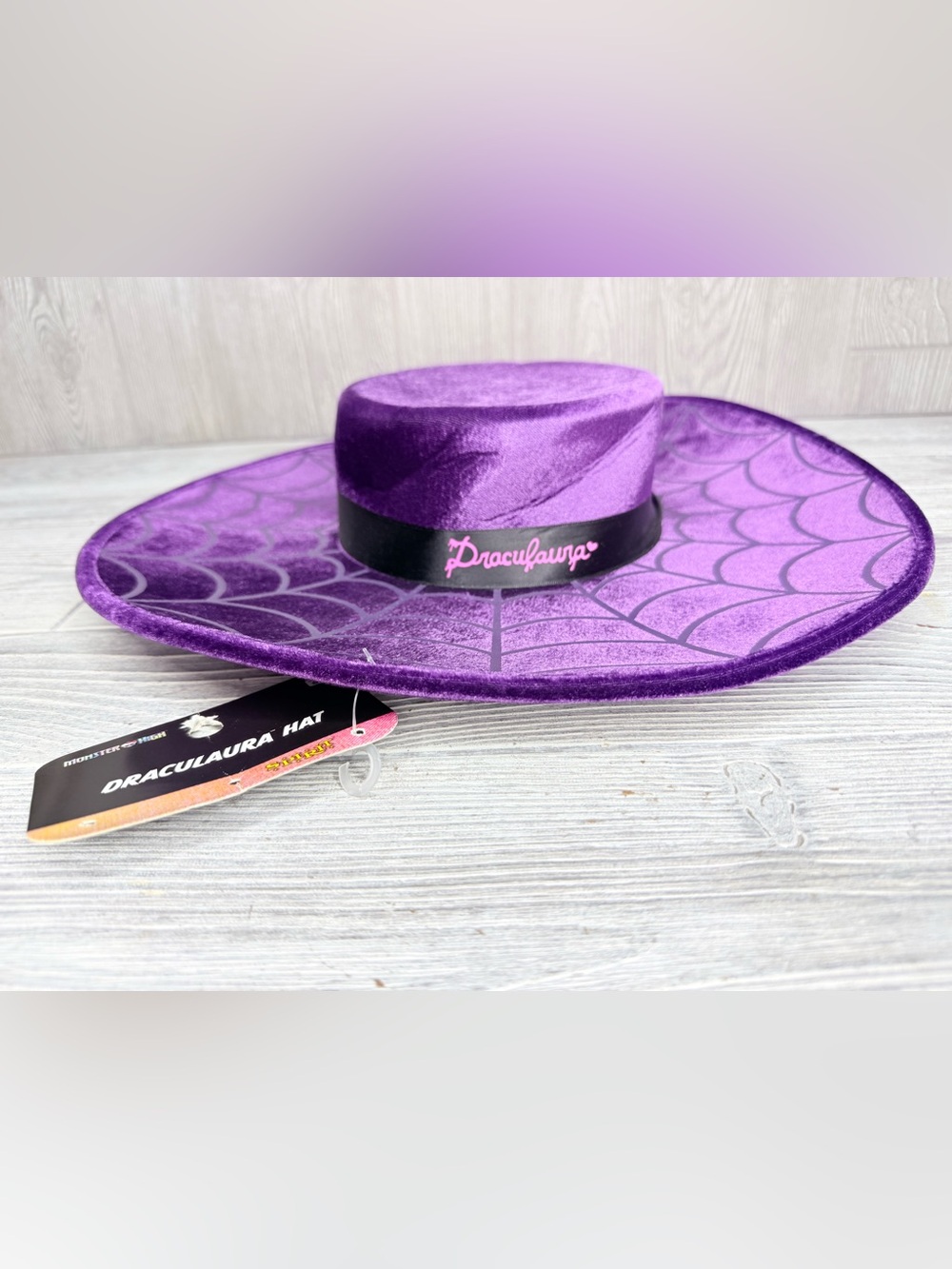 Nwt monster high draculaura cob web purple hat halloween costume accessories
